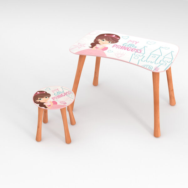 Kinder Hocker und Tisch Set mit Motiv Little Princess Rosa