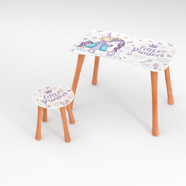 Kinder Hocker und Tisch Set mit Motiv Unicorn Princess Lila