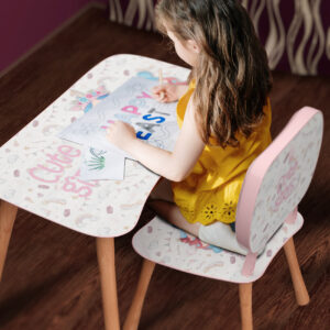 Kinder Stuhl und Tisch Set mit Motiv Cute Girls Weiß