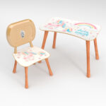 Kinder Stuhl und Tisch Set mit Motiv Dream Unicorn Weiß
