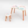 Kinder Hocker und Tisch Set mit Motiv Dream Unicorn Weiß