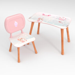 Kinder Stuhl und Tisch Set mit Motiv Bunny Love Rosa