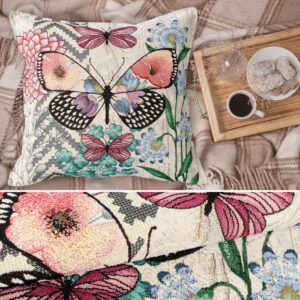 Dekokissen Kissenbezug Kissenhülle Sofakissen 45x45cm Gobelin Vintage Blumen Tiere