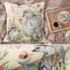 Dekokissen Kissenbezug Kissenhülle Sofakissen 45x45cm Gobelin Vintage Blumen Tiere