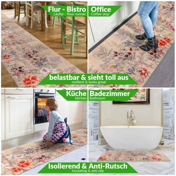 Küchenläufer waschbar Textil + PVC Küchenteppich rutschfest Sprinty Profumo Mehrfarbig 50cm Breit