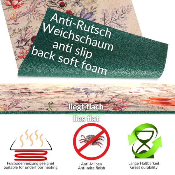 Küchenläufer waschbar Textil + PVC Küchenteppich rutschfest Sprinty Profumo Mehrfarbig 50cm Breit