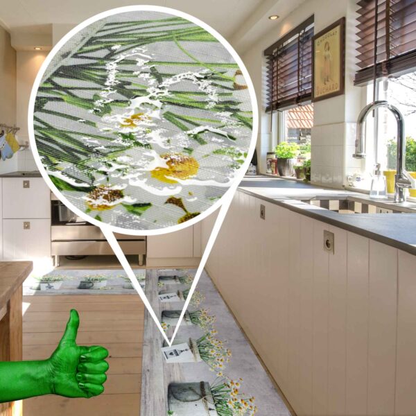 Küchenläufer waschbar Textil + PVC Küchenteppich rutschfest Sprinty Camomilla Grau 50cm Breit