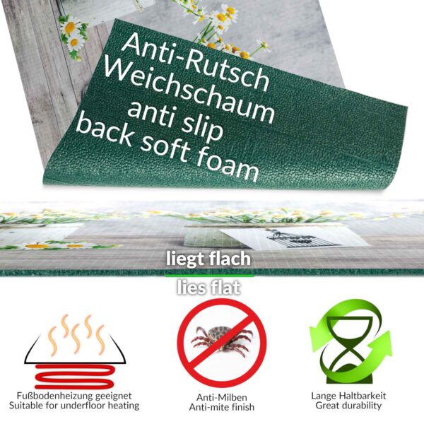 Küchenläufer waschbar Textil + PVC Küchenteppich rutschfest Sprinty Camomilla Grau 50cm Breit