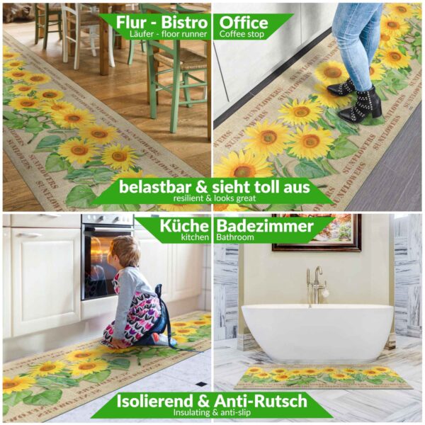 Küchenläufer waschbar Textil + PVC Küchenteppich rutschfest Sprinty Juta Mehrfarbig 50cm Breit
