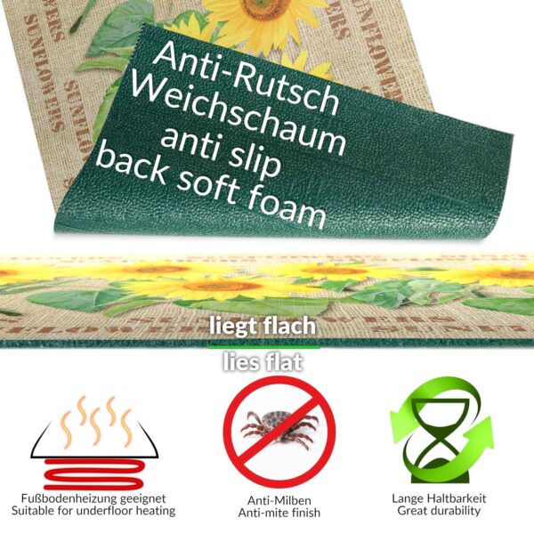 Küchenläufer waschbar Textil + PVC Küchenteppich rutschfest Sprinty Juta Mehrfarbig 50cm Breit