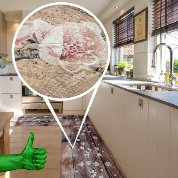 Küchenläufer waschbar Textil + PVC Küchenteppich rutschfest Sprinty Spring Braun 50cm Breit