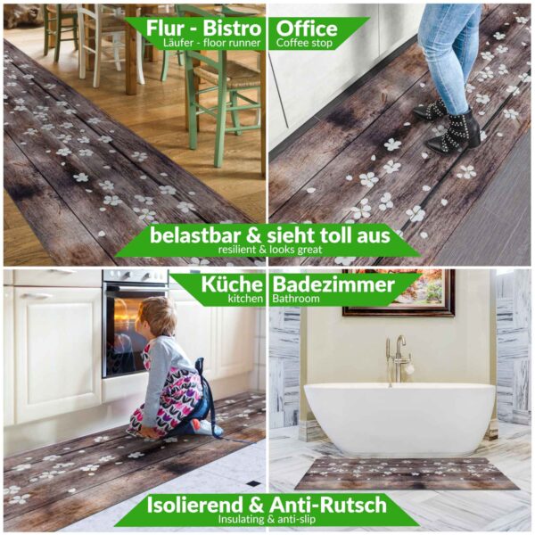 Küchenläufer waschbar Textil + PVC Küchenteppich rutschfest Sprinty Spring Braun 50cm Breit