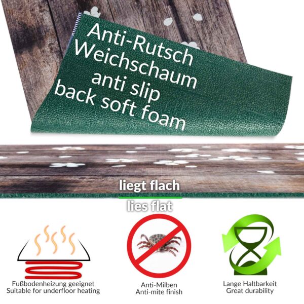 Küchenläufer waschbar Textil + PVC Küchenteppich rutschfest Sprinty Spring Braun 50cm Breit