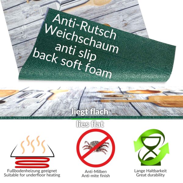Küchenläufer waschbar Textil + PVC Küchenteppich rutschfest Sprinty Cucina New Mehrfarbig 50cm Breit
