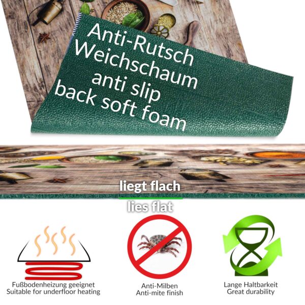 Küchenläufer waschbar Textil + PVC Küchenteppich rutschfest Sprinty Speziata Braun 50cm Breit