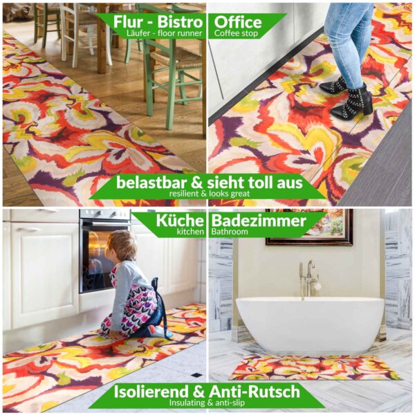 Küchenläufer waschbar Textil + PVC Küchenteppich rutschfest Sprinty Foulard Mehrfarbig 50cm Breit