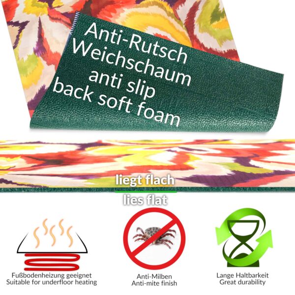 Küchenläufer waschbar Textil + PVC Küchenteppich rutschfest Sprinty Foulard Mehrfarbig 50cm Breit