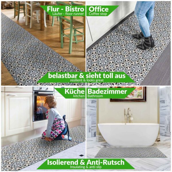 Küchenläufer waschbar Textil + PVC Küchenteppich rutschfest Sprinty Liberty Mehrfarbig 50cm Breit
