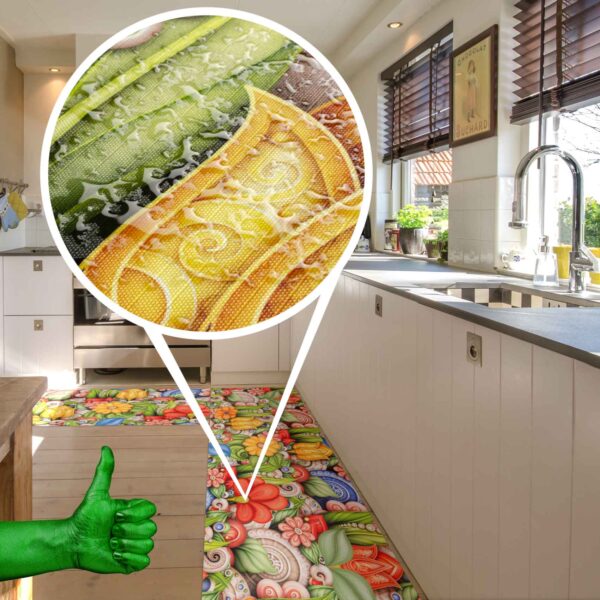 Küchenläufer waschbar Textil + PVC Küchenteppich rutschfest Sprinty Tun Mehrfarbig 50cm Breit