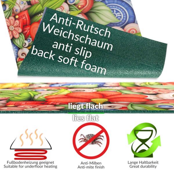 Küchenläufer waschbar Textil + PVC Küchenteppich rutschfest Sprinty Tun Mehrfarbig 50cm Breit