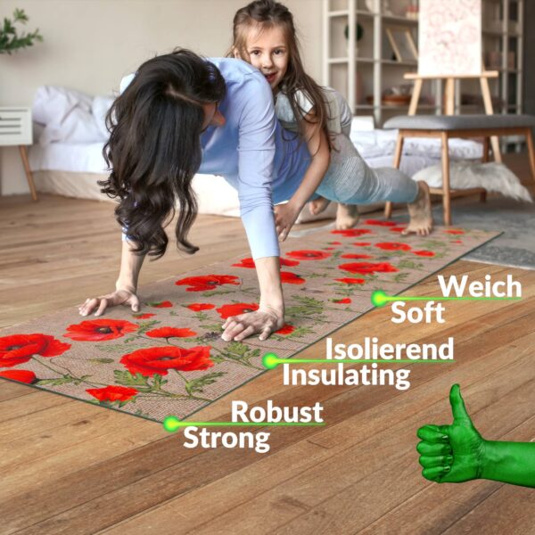 Küchenläufer waschbar Küchenteppich rutschfest Sprinty Mohnblumen Jute 52cm Breite