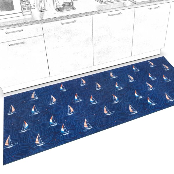 Küchenläufer waschbar Küchenteppich rutschfest Sprinty Maritim Blau 52cm Breite