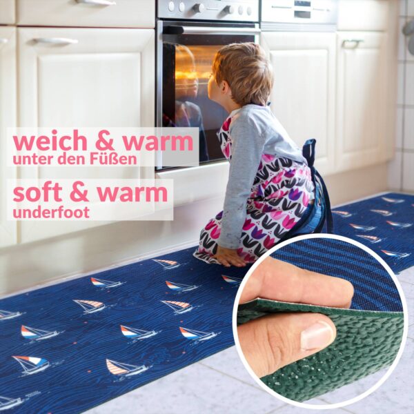 Küchenläufer waschbar Küchenteppich rutschfest Sprinty Maritim Blau 52cm Breite