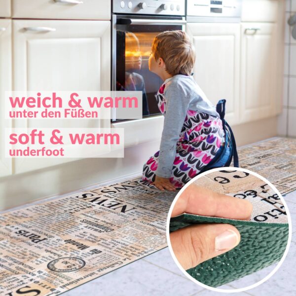 Küchenläufer waschbar Küchenteppich rutschfest Sprinty Newspaper 52cm Breite