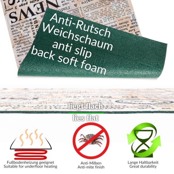 Küchenläufer waschbar Küchenteppich rutschfest Sprinty Newspaper 52cm Breite