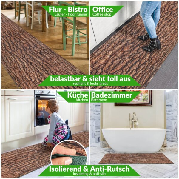 Küchenläufer waschbar Küchenteppich rutschfest Sprinty Baumrinde 52cm Breite