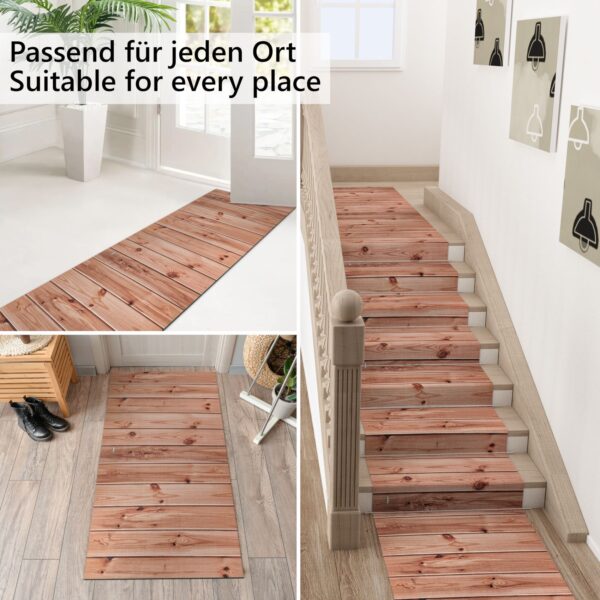 Küchenläufer waschbar Küchenteppich rutschfest Sprinty Holz Braun 52cm Breite