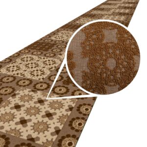 Küchenläufer Küchenteppich Teppichläufer Jacquard Teppich waschbar rutschfest Sisi Bisquit Braun 50cm Breit