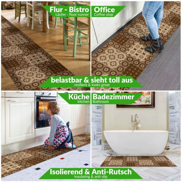 Küchenläufer Küchenteppich Teppichläufer Jacquard Teppich waschbar rutschfest Sisi Bisquit Braun 50cm Breit