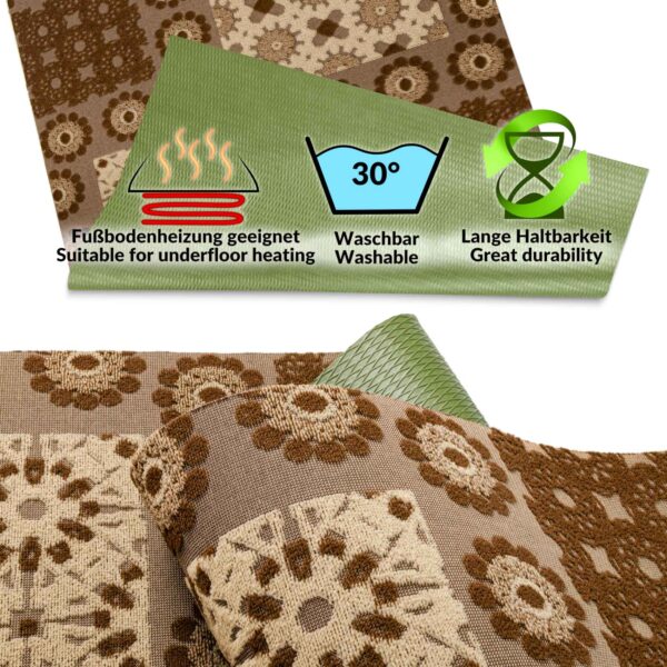Küchenläufer Küchenteppich Teppichläufer Jacquard Teppich waschbar rutschfest Sisi Bisquit Braun 50cm Breit