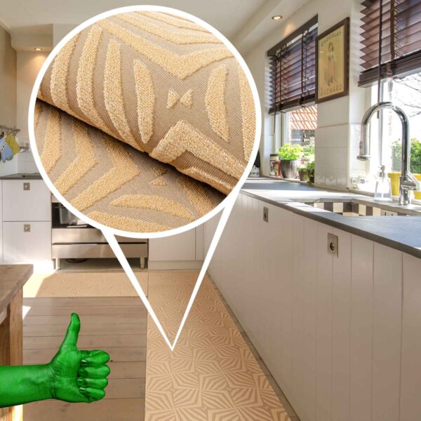 Küchenläufer Teppichläufer Jacquard Teppich waschbar rutschfest Sisi SMASHING Beige 50cm Breit
