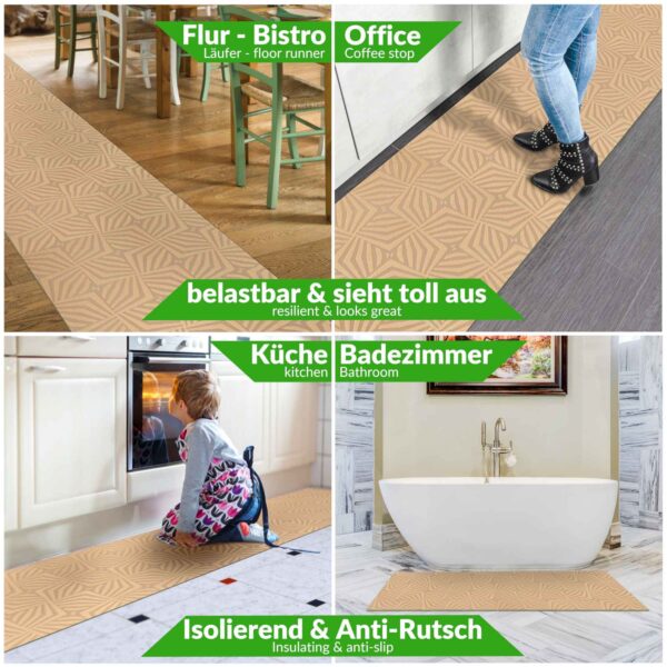 Küchenläufer Teppichläufer Jacquard Teppich waschbar rutschfest Sisi SMASHING Beige 50cm Breit