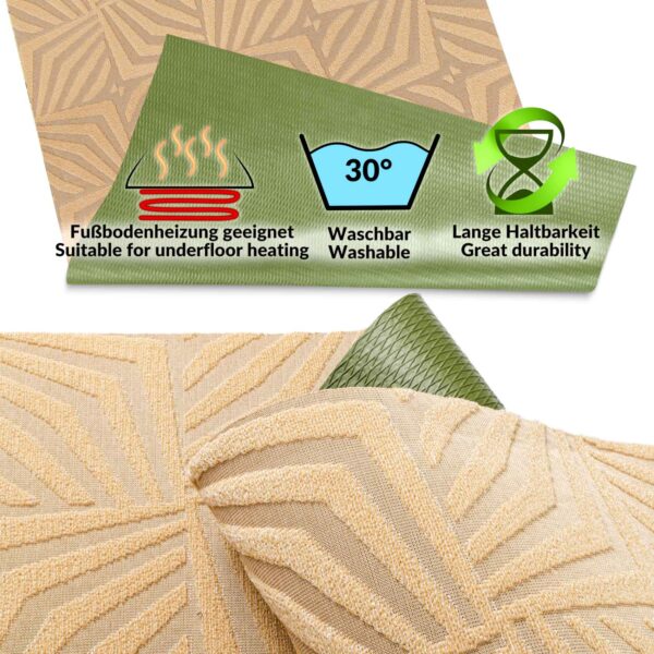Küchenläufer Teppichläufer Jacquard Teppich waschbar rutschfest Sisi SMASHING Beige 50cm Breit
