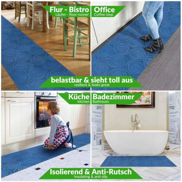 Küchenläufer Küchenteppich Teppichläufer Jacquard Teppich waschbar rutschfest Sisi Essence Blau 50cm Breit