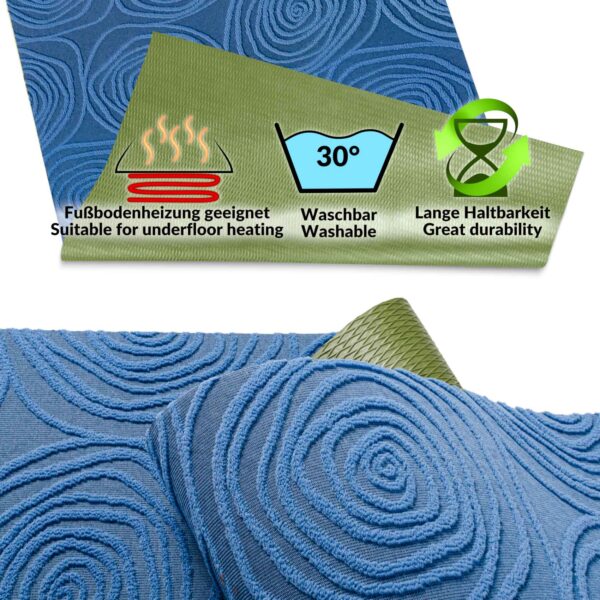 Küchenläufer Küchenteppich Teppichläufer Jacquard Teppich waschbar rutschfest Sisi Essence Blau 50cm Breit
