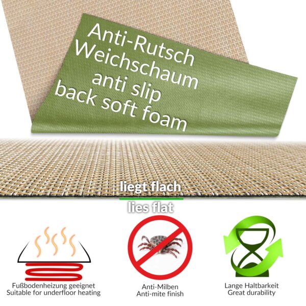 Outdoorteppich & Indoor Küchenläufer geflochten Rattan Tatami Flecht Beige 50cm Breit