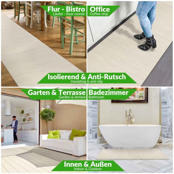 Outdoorteppich & Indoor Küchenläufer geflochten Rattan Tatami Flecht Gelb 50cm Breit