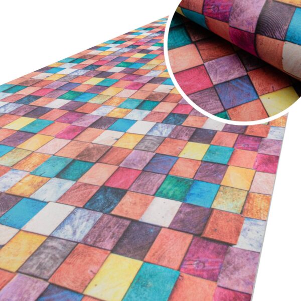 Küchenläufer TeppichLäufer abwaschbar mit Motiv Mosaik Bunt