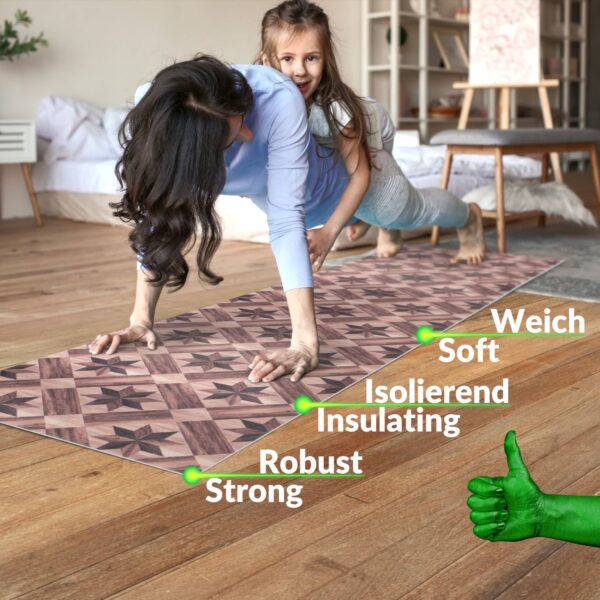 Küchenläufer TeppichLäufer abwaschbar mit Motiv Parket Stern Karo