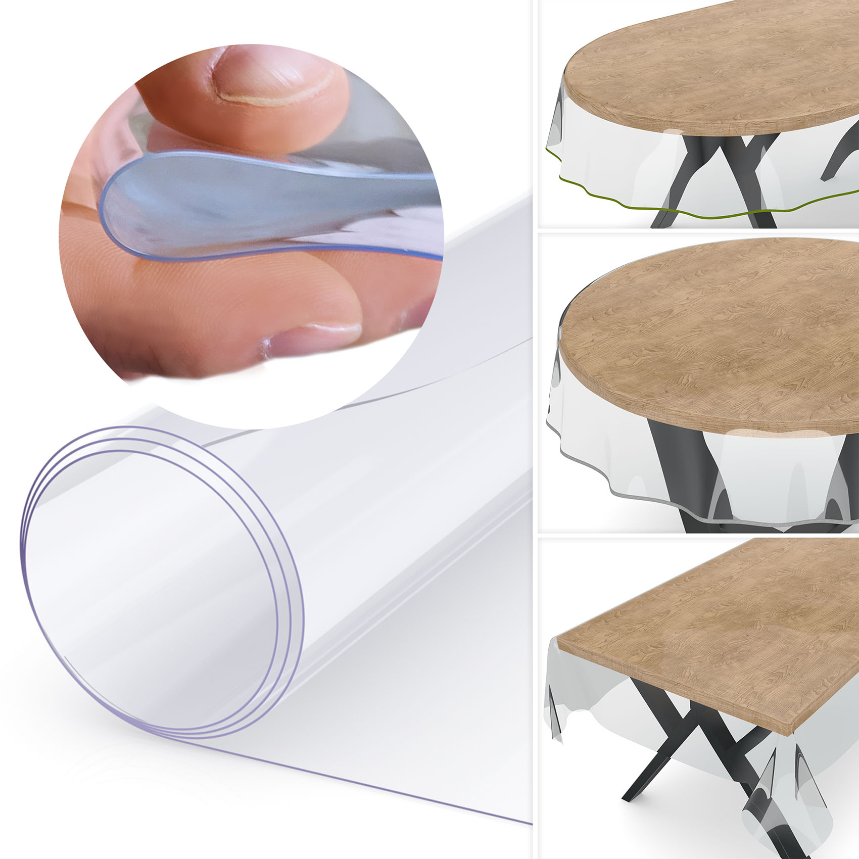 Transparent Tischdecke durchsichtig Klarsicht Tischfolie Tischschutzfolie Glasklar 0,5mm Stärke