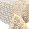 Tischdecke abwaschbar Lace Vinyl Häkel Spitze Optik Blumen Gold