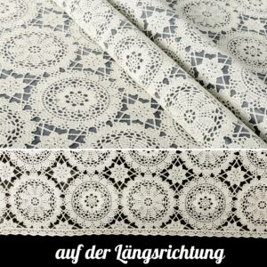 Tischdecke abwaschbar Lace Vinyl Häkel Spitze Optik Kreise Creme