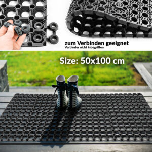 Ringgummimatte Gummiringmatte Schmutzfangmatte Gummi Schwarz 50x100cm