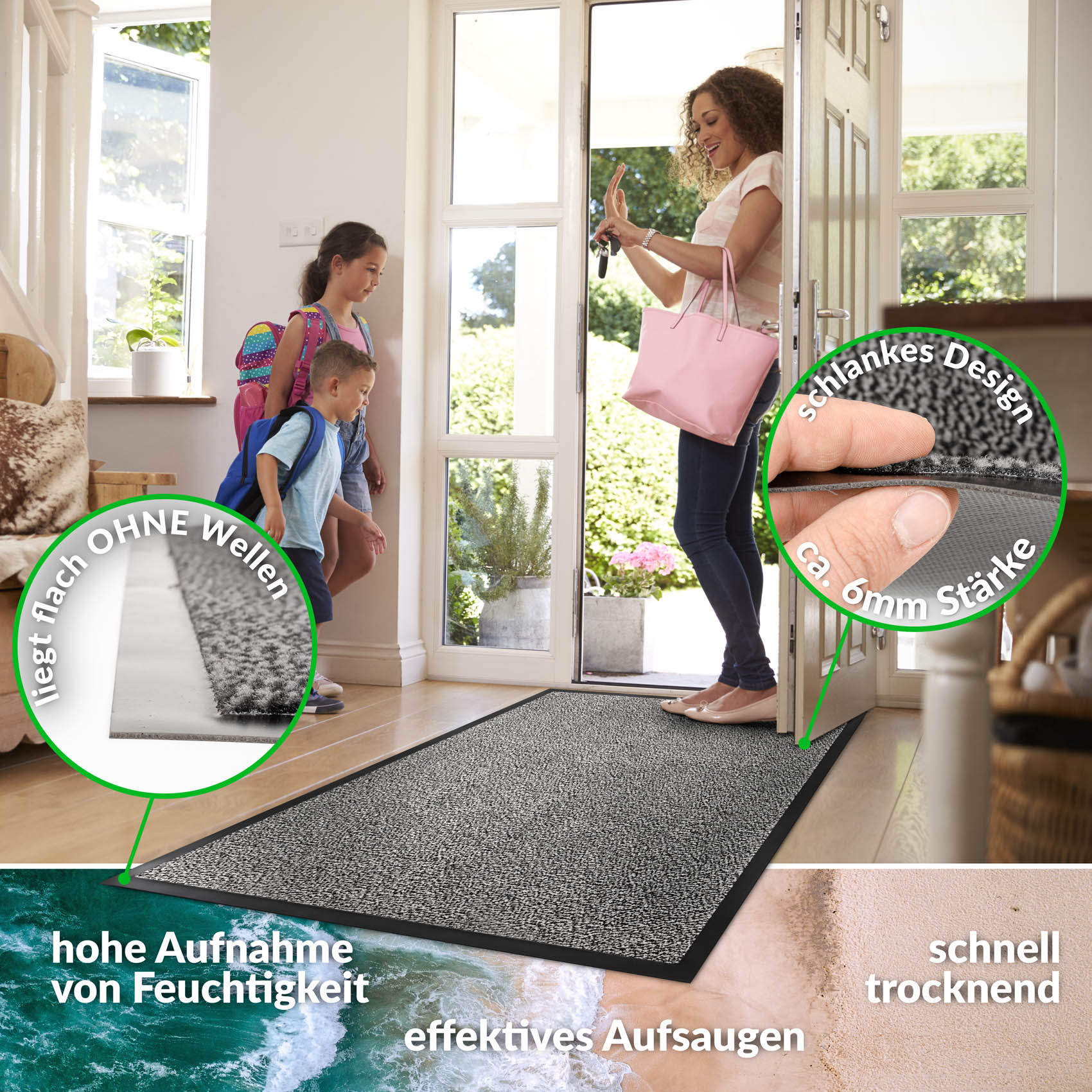 Fußabtreter Türteppich Schmutzfangmatte Home Business Mehrfarbig