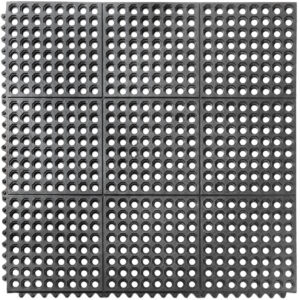 Ringgummimatte Gummimatte Schmutzfangmatte Wabenmatte mit Verbinder 90x90cm Schwarz