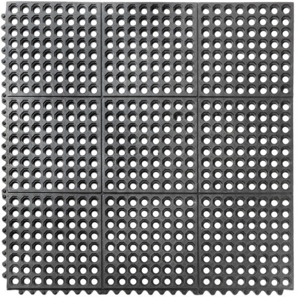 Ringgummimatte Gummimatte Schmutzfangmatte Wabenmatte mit Verbinder 90x90cm Schwarz